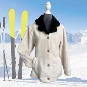 Vintage NILS Resort Collection Mouton Pile Jacket | Ivory w/Black Collar | Med